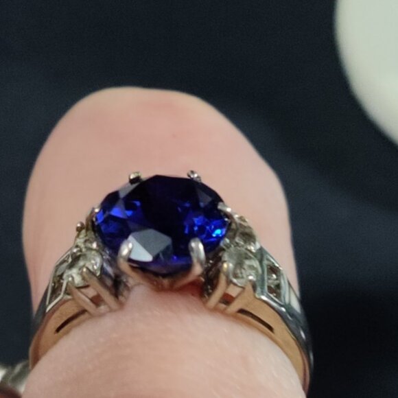 5 ct Genuine Sapphire & Topaz Ring size 7 Sterling Silver stamped 925 tested - Picture 10 of 10